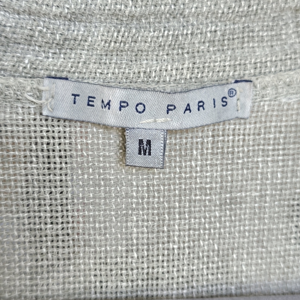 TEMPO PARIS Linen & Cotton Ruffled Faded Olive Sleeveless Midi Dress Size M - Picture 4 of 12